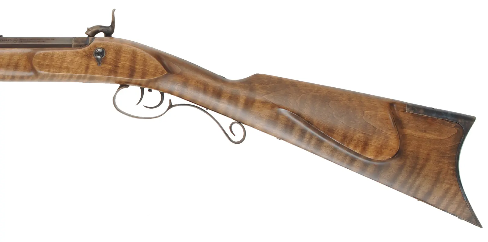 Rocky Mountain Hawken Rifle,
.54 caliber,  34" barrel,
percussion, curly maple, color case hardened iron, 
used, by Davide Pedersoli