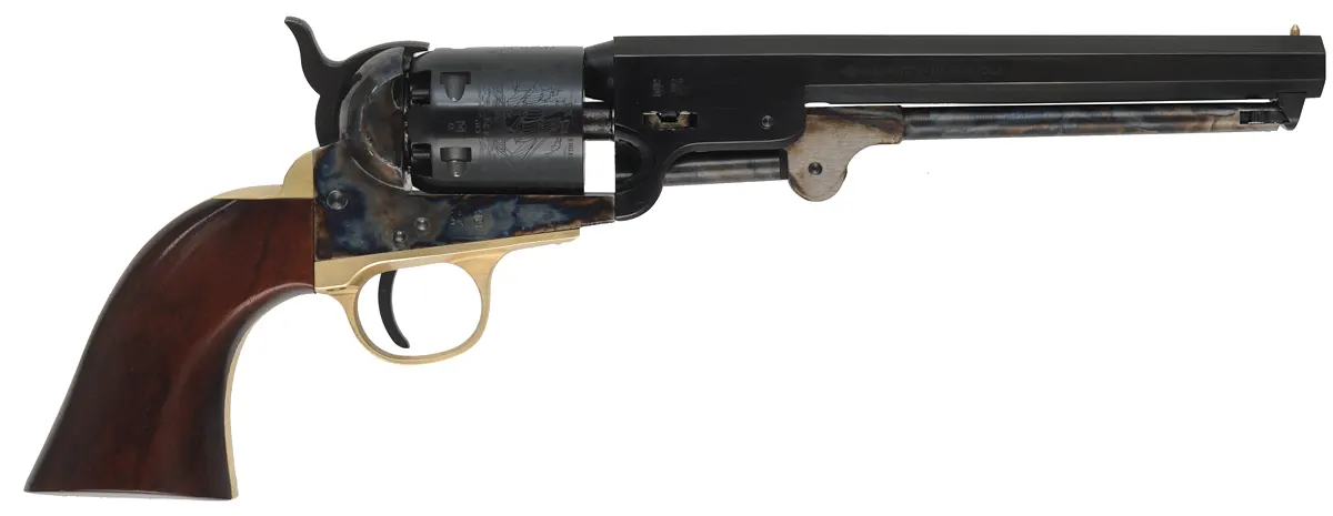 Colt 1851 Navy Revolver,
.36 caliber, 7-1/2" barrel, 
percussion, walnut, brass,
as-new, with factory box, by Pietta