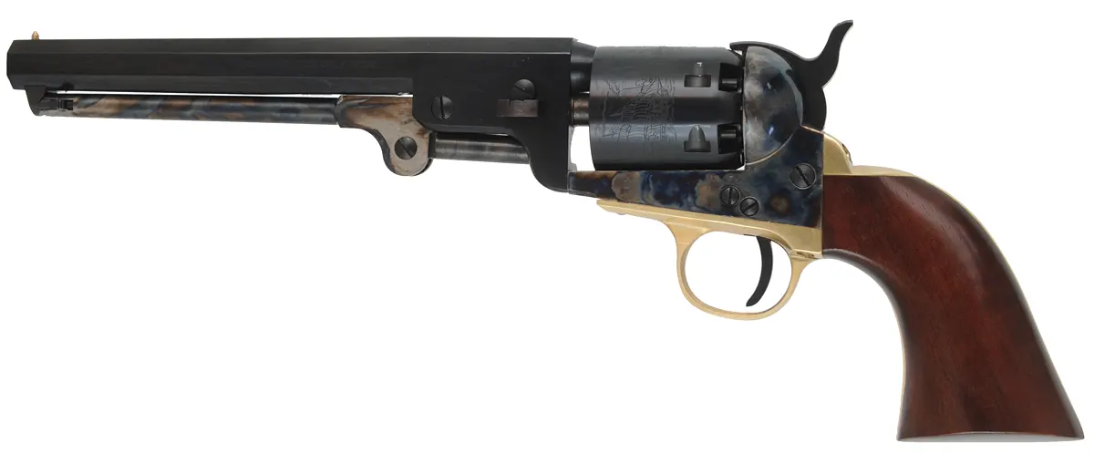 Colt 1851 Navy Revolver,
.36 caliber, 7-1/2" barrel, 
percussion, walnut, brass,
as-new, with factory box, by Pietta