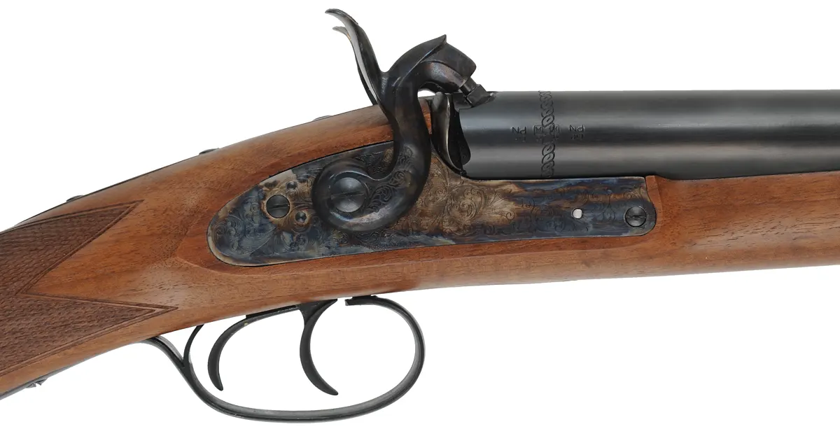 Double Shotgun,
12 gauge, 28" barrels,
percussion, walnut, blued,
as-new, by Davide Pedersoli