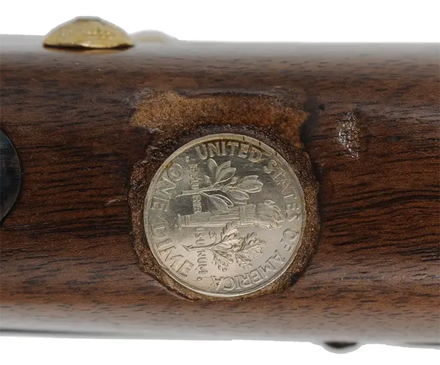 Model 1859 Sharps Cavalry Carbine,
.54 caliber, 22" barrel,
color case hardened, blued steel, walnut, saddle ring,
tacks and coins added, used, by Armi Sport