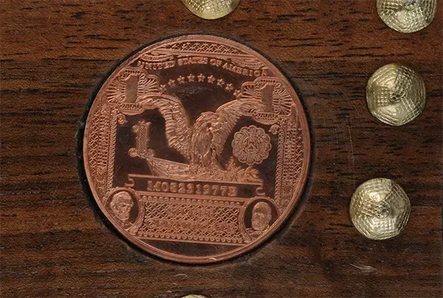 Model 1859 Sharps Cavalry Carbine,
.54 caliber, 22" barrel,
color case hardened, blued steel, walnut, saddle ring,
tacks and coins added, used, by Armi Sport