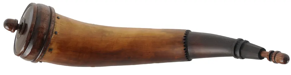 Powder Horn,
14-3/4", octagon tip, turned base