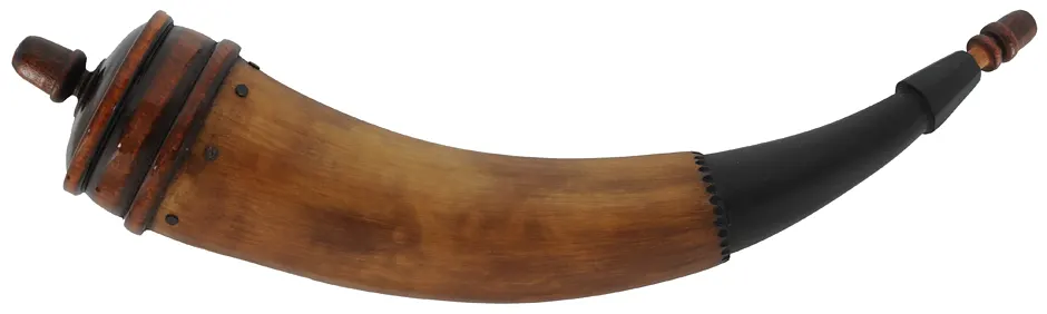 Powder Horn,
12-1/2", raised tip, turned base