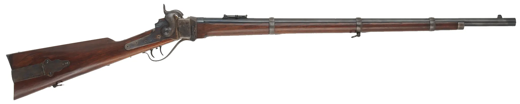 Model 1863 Sharps Military Rifle,
.50 caliber, 30" barrel,
walnut, three band, color case hardened steel, 
double set triggers, used, by Shiloh, Farmingdale, New York