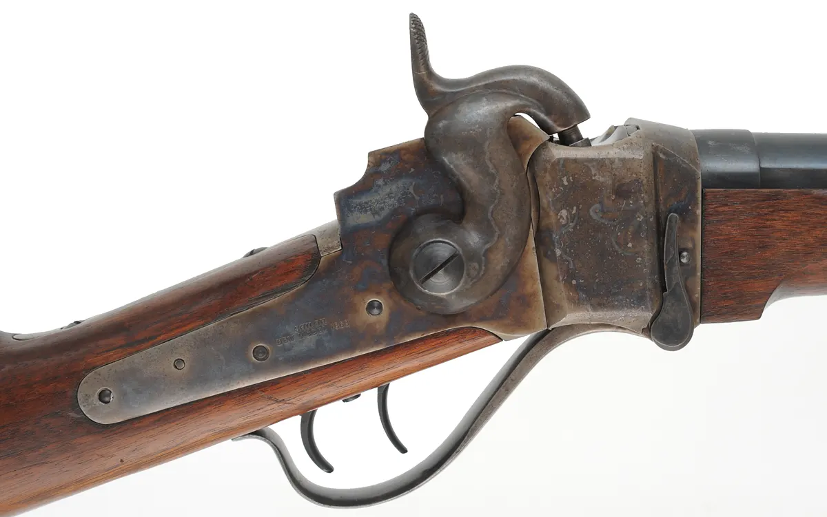 Model 1863 Sharps Military Rifle,
.50 caliber, 30" barrel,
walnut, three band, color case hardened steel, 
double set triggers, used, by Shiloh, Farmingdale, New York