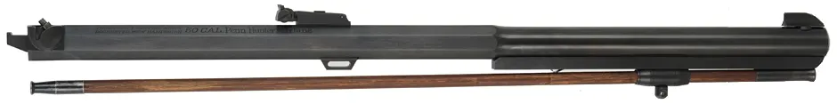 T/C Pennsylvania Hunter Carbine Barrel Assembly, 
.50 caliber, 21" octagon-to-round barrel, 
bright bore, factory sights and ramrod,
used, by Thompson Center Arms