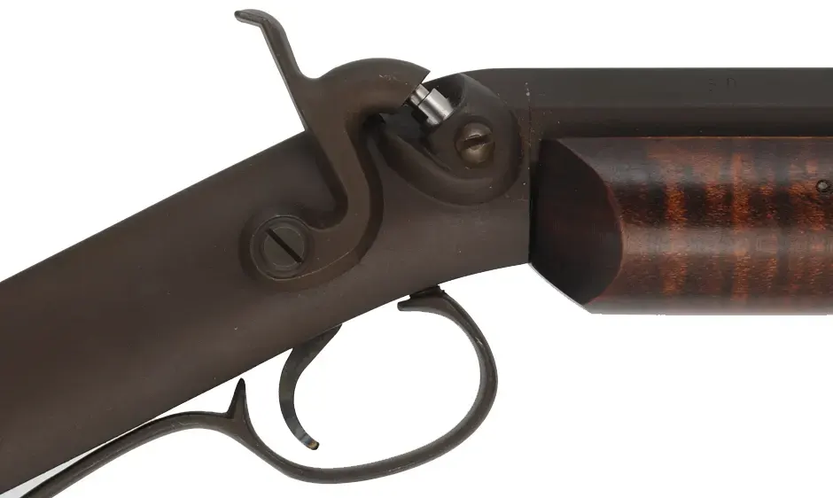 Mowrey Box Lock Rifle,
.50 caliber, 32" barrel, 
steel frame percussion, curly maple,  iron trim,
new in-the-box