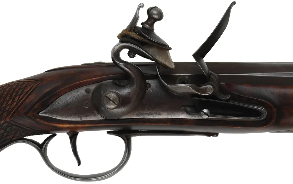 Kentucky Pistol
.62 smoothbore, 8-1/2" octagon-to-round barrel,
small Queen Anne flint lock, maple,iron trim, used