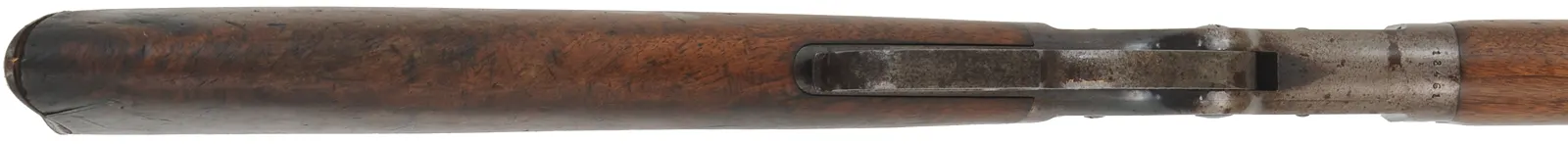 Marlin Model 1881 Lever Action Rifle
.45-70 Gov't, 28" barrel,
walnut with crack, well aged patina
