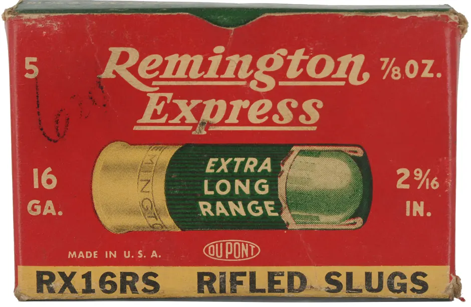 Vintage Box of Remington Express Rifled Slugs
16 gauge, 2-9/16" length