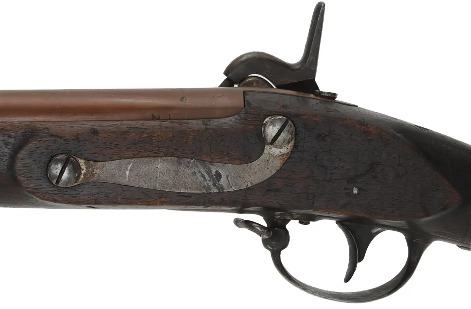 Frankford Arsenal Maynard Conversion Musket,
.69 caliber rifled, 42" barrel, 
walnut, iron, percussion, New Jersey marking
