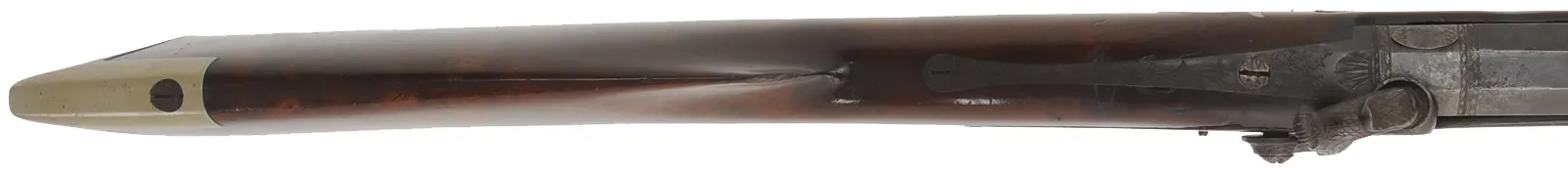 Antique Halfstock Rifle
.36 caliber, 30" octagon-to-round barrel,
figured walnut, nickel silver trim, back action percussion lock,
signed H.R. Thompson Jackson Mich.