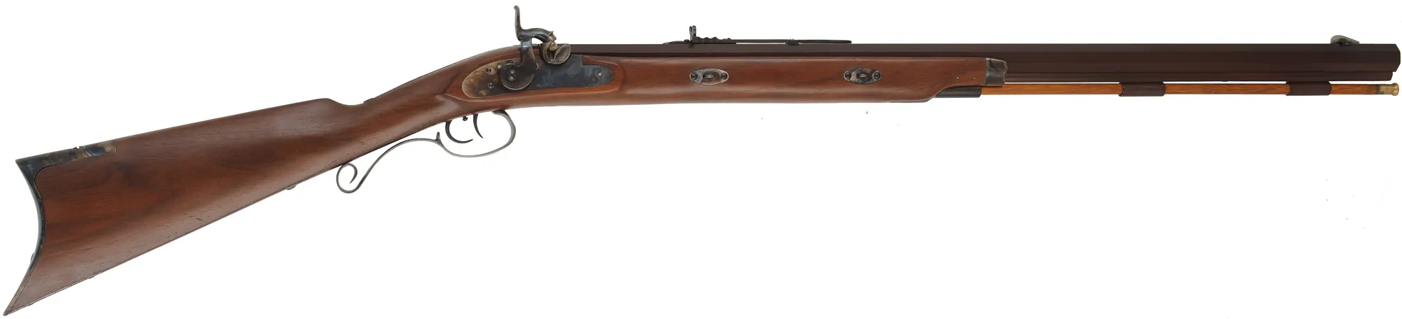 Missouri River Hawken Rifle,
.50 caliber,  29-1/4" barrel,
percussion, walnut, color case hardened iron, 
used, by Davide Pedersoli