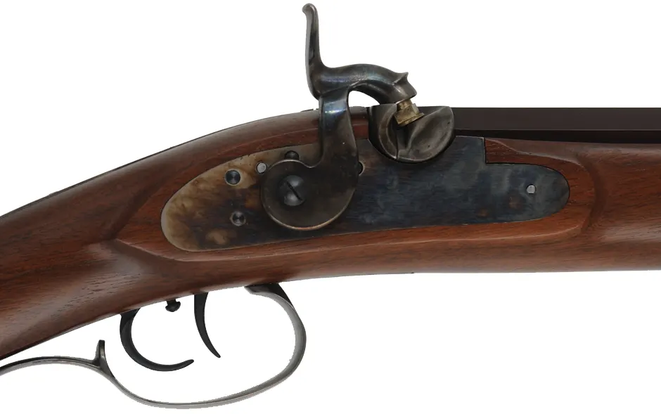 Missouri River Hawken Rifle,
.50 caliber,  29-1/4" barrel,
percussion, walnut, color case hardened iron, 
used, by Davide Pedersoli