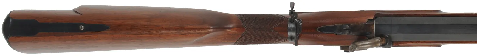 Mortimer Whitworth Target Rifle,
.451 caliber, 31-1/2" octagon-to-round barrel,
percussion, checkered walnut, iron trim, globe & tang sight,
bullet mold, used, by Davide Pedersoli
