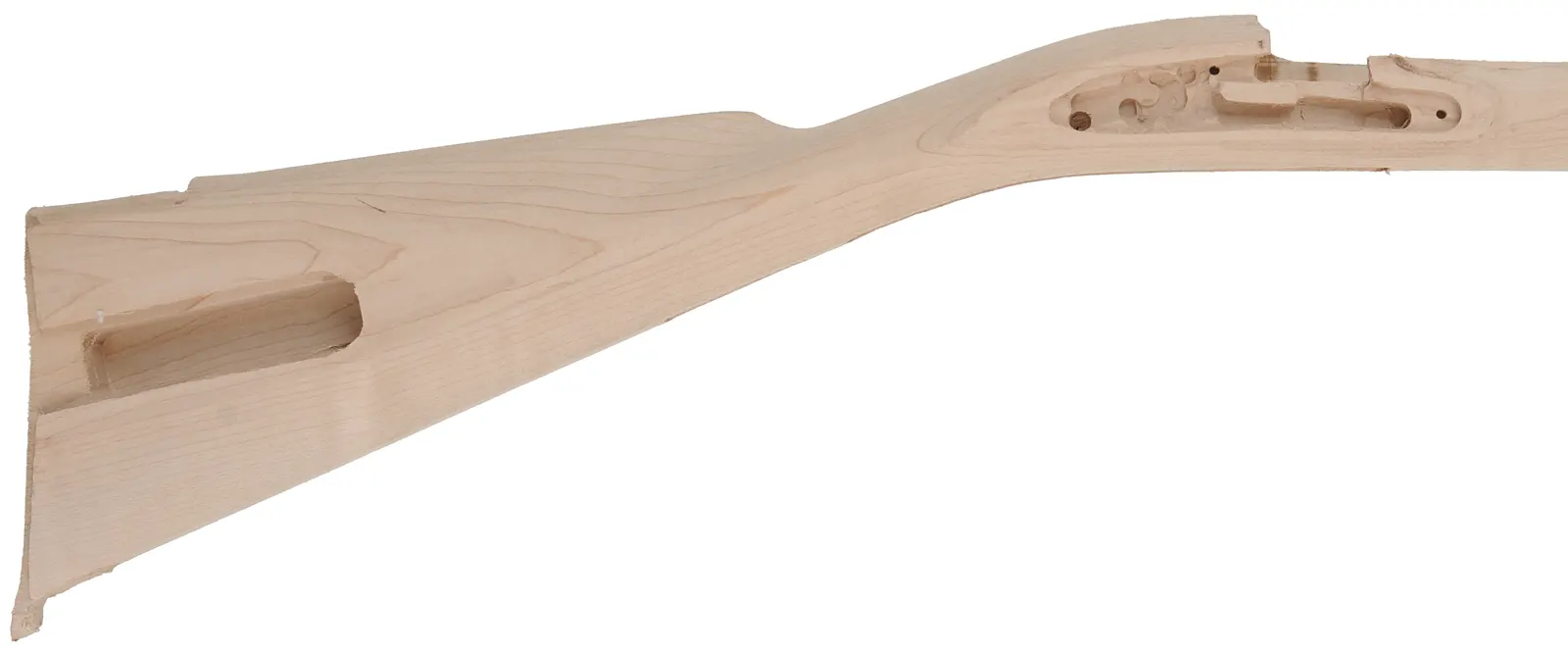 Stock Second, J.P. Beck, Lebanon, pre-inlet,
"B" profile 44" swamped barrel, large Siler lock, plain maple
ramrod hole run-out into barrel channel