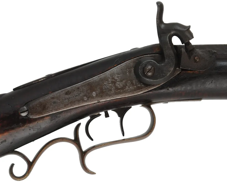 Antique Halfstock Rifle,
.41 caliber, 38-1/2" barrel, 
percussion, maple, brass,
initialed T.J.L. 