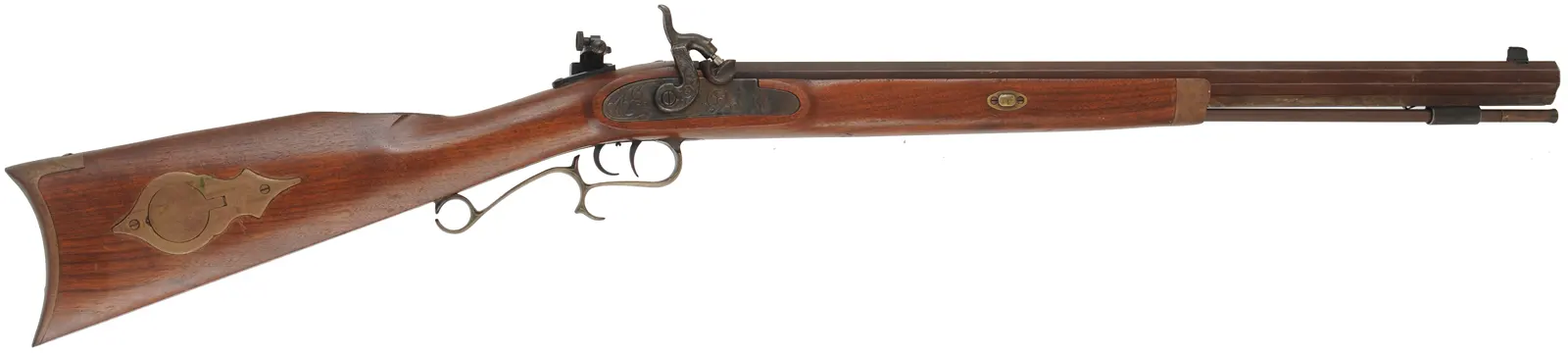 Thompson Center Hawken,
.54 caliber, 23-1/2" Sharon barrel,
percussion, walnut, brass, Lyman 57 peep sight,
used, by Thompson Center Arms