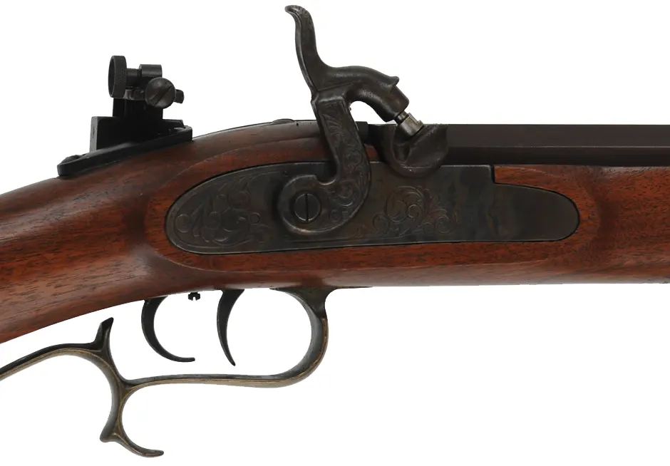 Thompson Center Hawken,
.54 caliber, 23-1/2" Sharon barrel,
percussion, walnut, brass, Lyman 57 peep sight,
used, by Thompson Center Arms