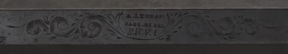 Antique Target Rifle
.48 caliber, 31" heavy barrel,
walnut stock, silver trim, peep sight, 
by A. Leonard, Saxon River, Vermont