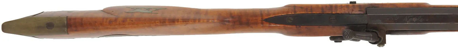 Antique Ohio Rifle,
.45 caliber,  30-1/2" octagon barrel, 
maple, brass, pewter forend cap,
set triggers, percussion lock