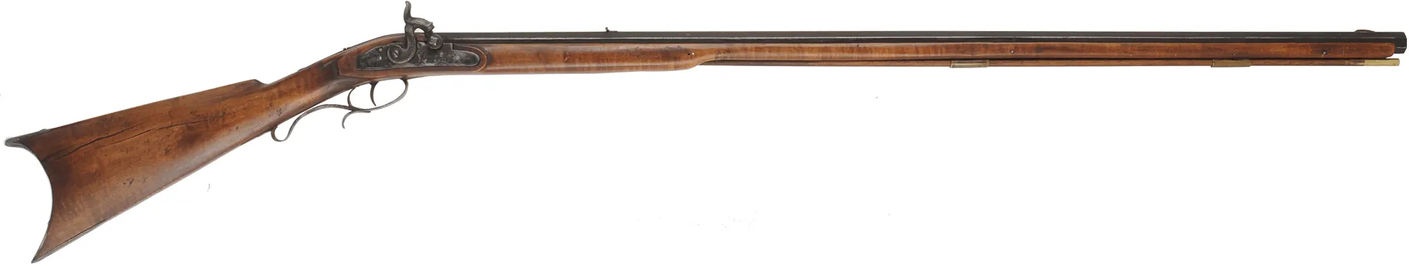 Antique Southern Mountain Rifle,
.34 caliber, 38-1/2 barrel,
maple, brass & iron trim, percussion lock,
signed and dated 1853