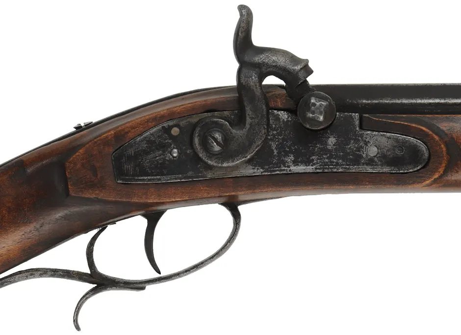 Antique Southern Mountain Rifle,
.34 caliber, 38-1/2 barrel,
maple, brass & iron trim, percussion lock,
signed and dated 1853