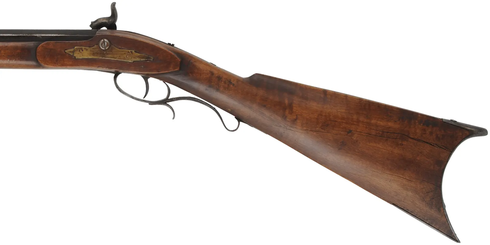 Antique Southern Mountain Rifle,
.34 caliber, 38-1/2 barrel,
maple, brass & iron trim, percussion lock,
signed and dated 1853