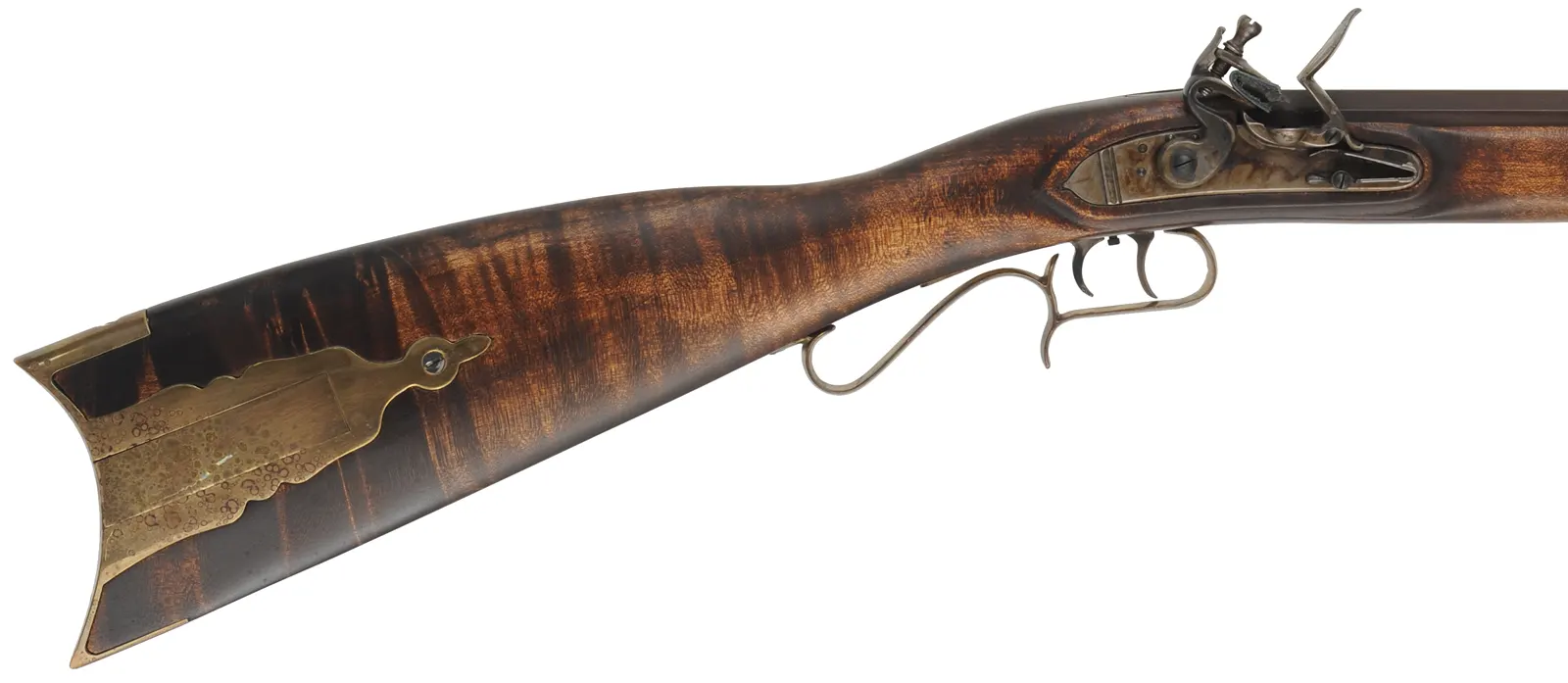 Lancaster Rifle, 
.45 caliber, 35-1/2" barrel, 
flintlock, maple stock, brass trim,
used, from a kit by Dixie Gun Works