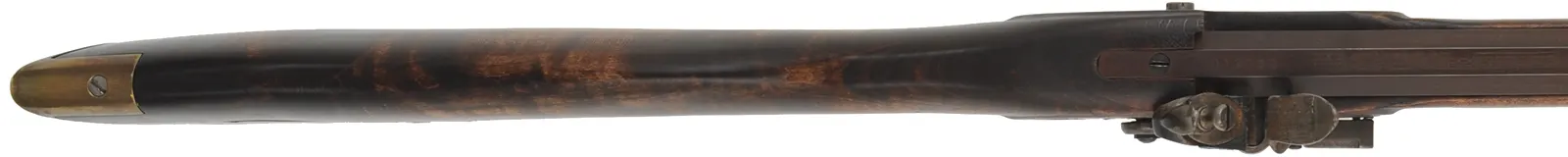 Lancaster Rifle, 
.45 caliber, 35-1/2" barrel, 
flintlock, maple stock, brass trim,
used, from a kit by Dixie Gun Works