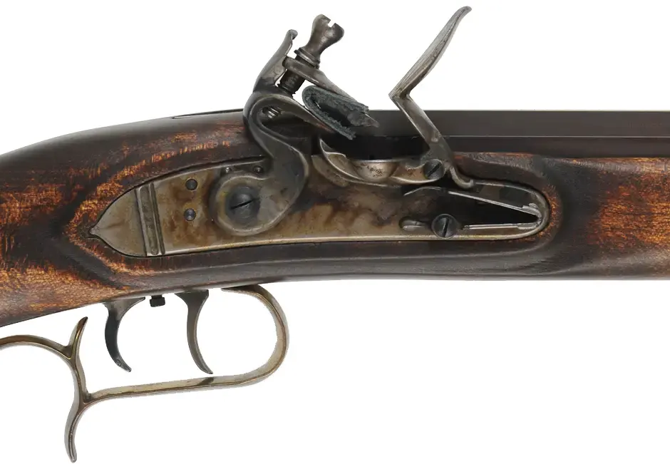 Lancaster Rifle, 
.45 caliber, 35-1/2" barrel, 
flintlock, maple stock, brass trim,
used, from a kit by Dixie Gun Works