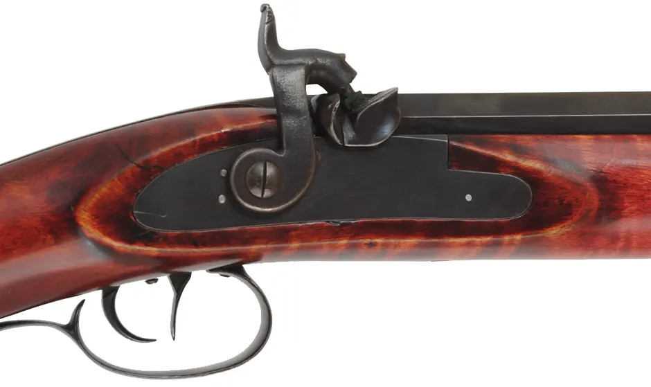 Halfstock Hawken Rifle
.45 caliber, 34" Wm. Large barrel, 
B, Roller lock, iron, maple, used