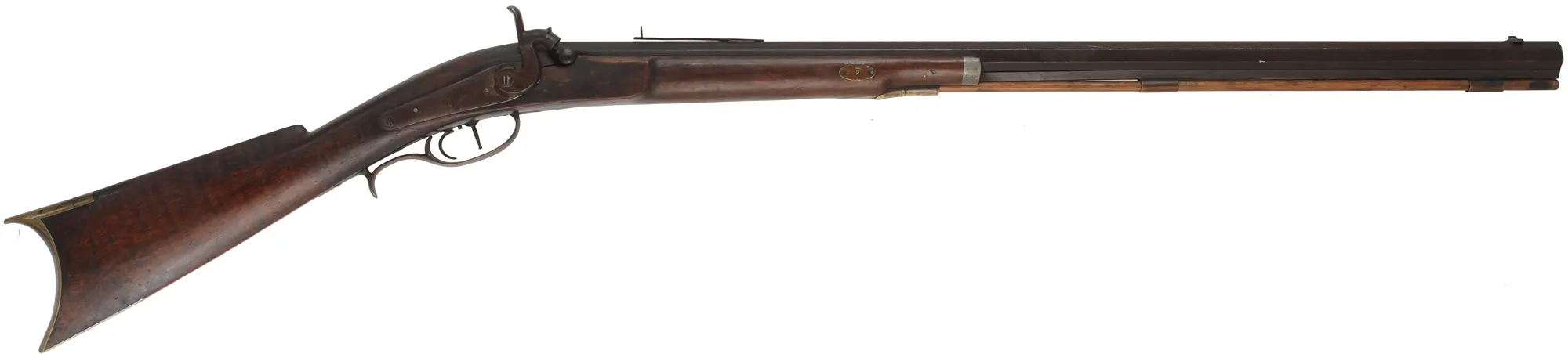 Antique Halfstock Rifle,
.40 caliber, 29-3/4" barrel, 
percussion, walnut, brass
