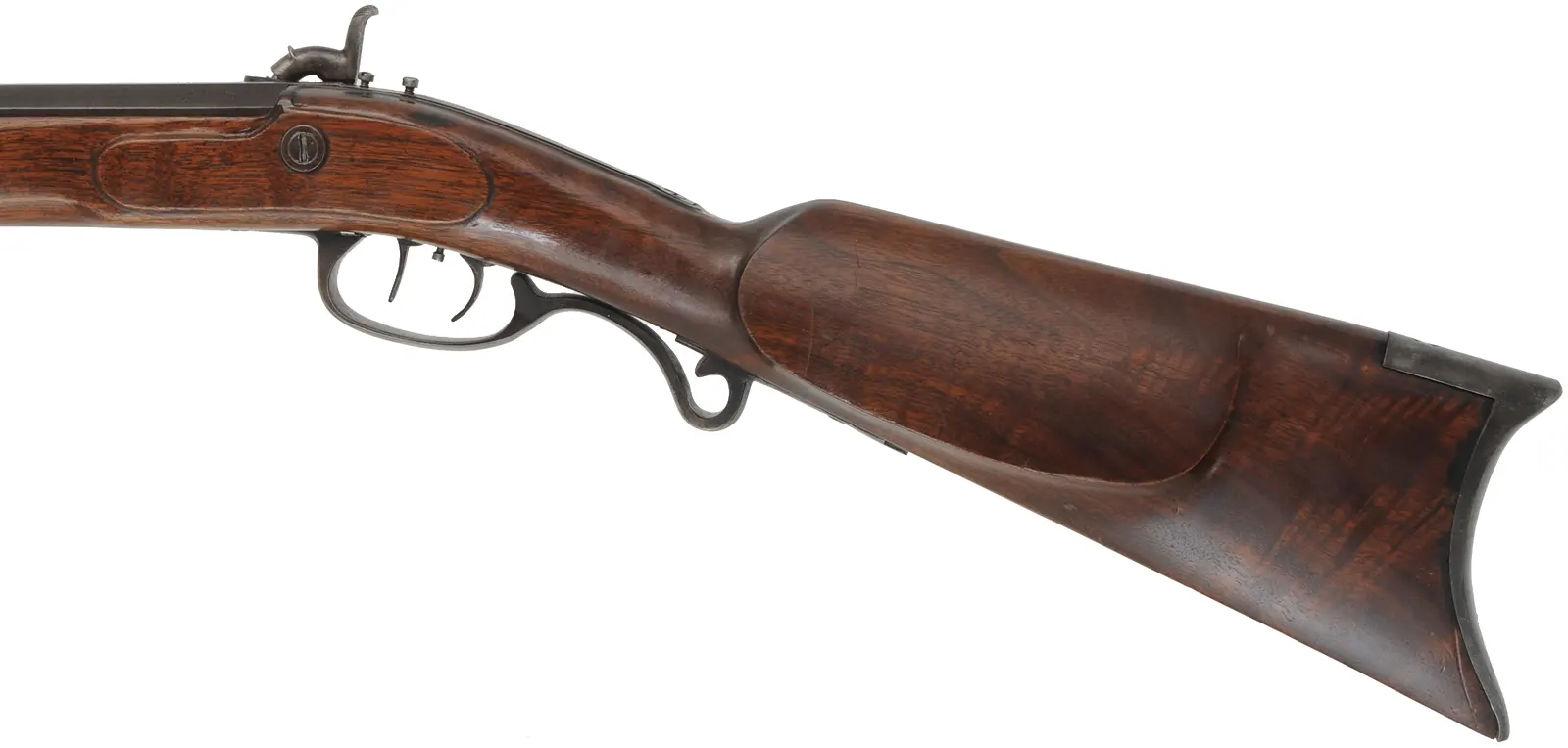 Halfstock Plains Rifle
.50 caliber, 35" Wm. Large barrel, 
H. Robbins lock, iron, walnut, used