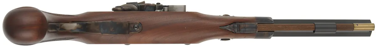 Charles Moore Pistol,
.44 caliber smoothbore, 11" barrel,
flintlock, walnut, iron trim, set trigger,
as-new, in factory box, by Davide Pedersoli