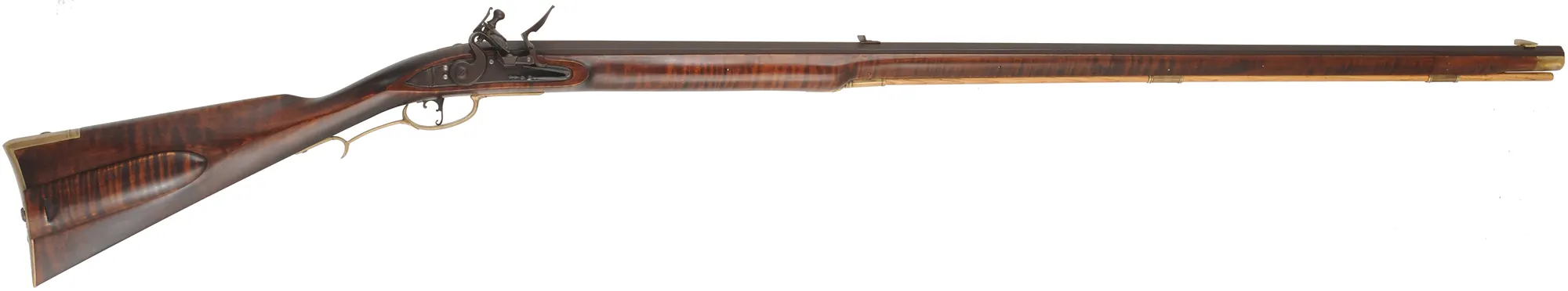York County Longrifle, 
.50 caliber, 42" swamped barrel,
Chambers' flint lock, brass, maple, used 