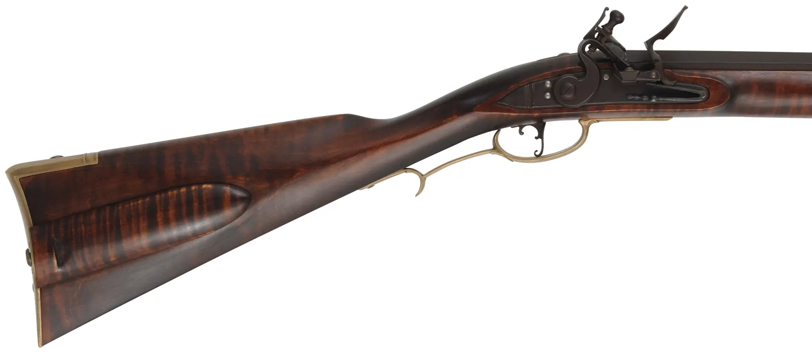 York County Longrifle, 
.50 caliber, 42" swamped barrel,
Chambers' flint lock, brass, maple, used 