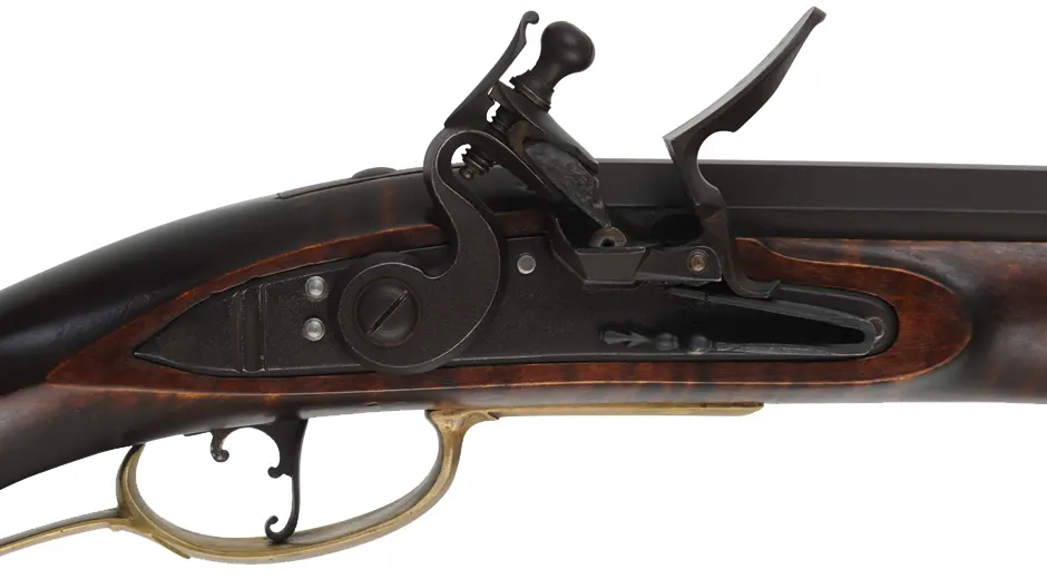 York County Longrifle, 
.50 caliber, 42" swamped barrel,
Chambers' flint lock, brass, maple, used 