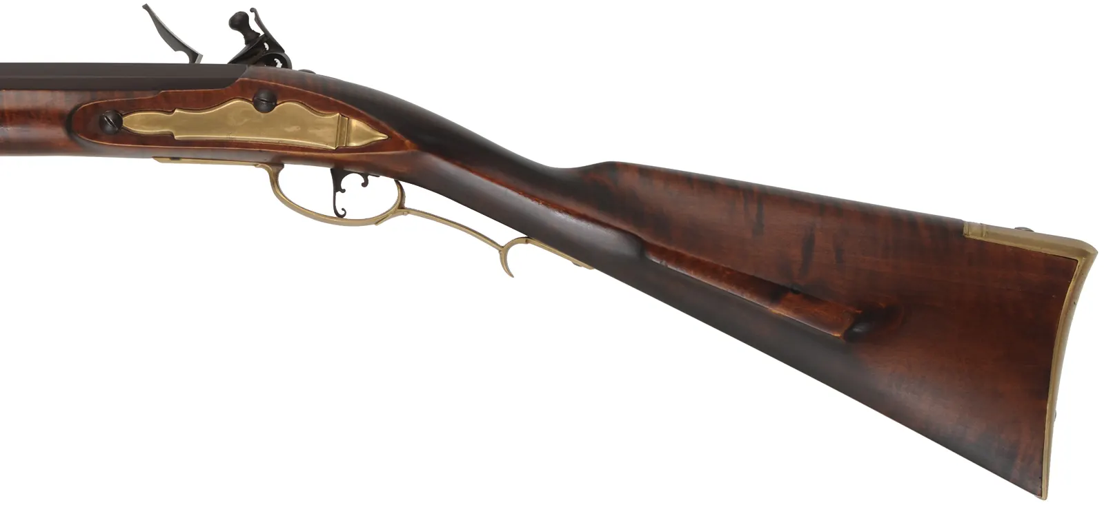 York County Longrifle, 
.50 caliber, 42" swamped barrel,
Chambers' flint lock, brass, maple, used 