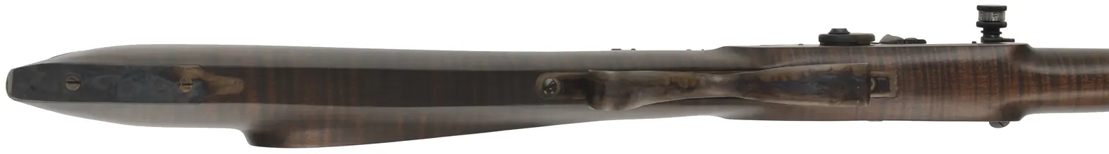 Hawken Squirrel Rifle,
.36 caliber 35" Rice barrel,
percussion, curly maple, iron trim,
6x Malcolm scope, used, by Brant Selb