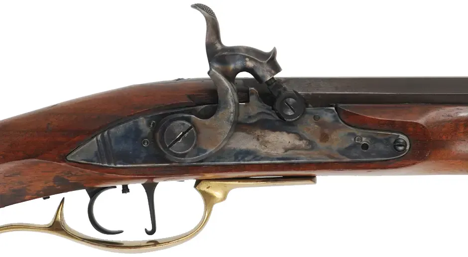 Frontier Longrifle,
.50 caliber, 39" barrel,
percussion, walnut, brass, 
used, by Davide Pedersoli
