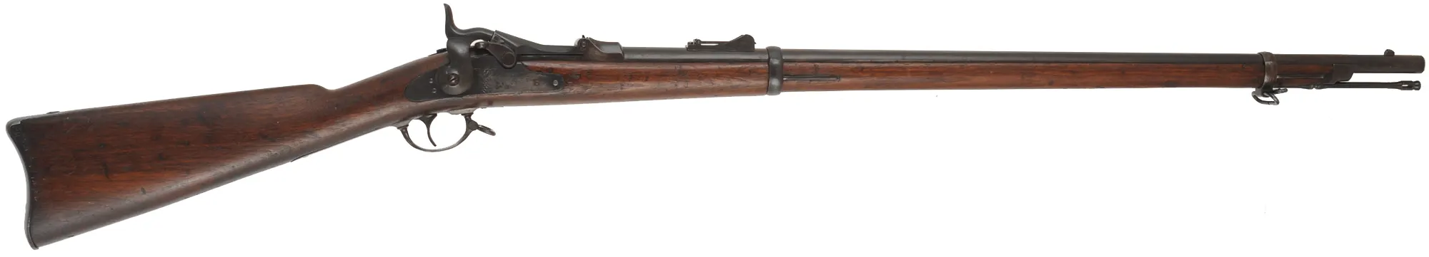 U.S. Model 1873 Springfield Infantry Rifle
caliber .45-70 Gov't, 32" barrel,
walnut stock, aged patina, bright bore