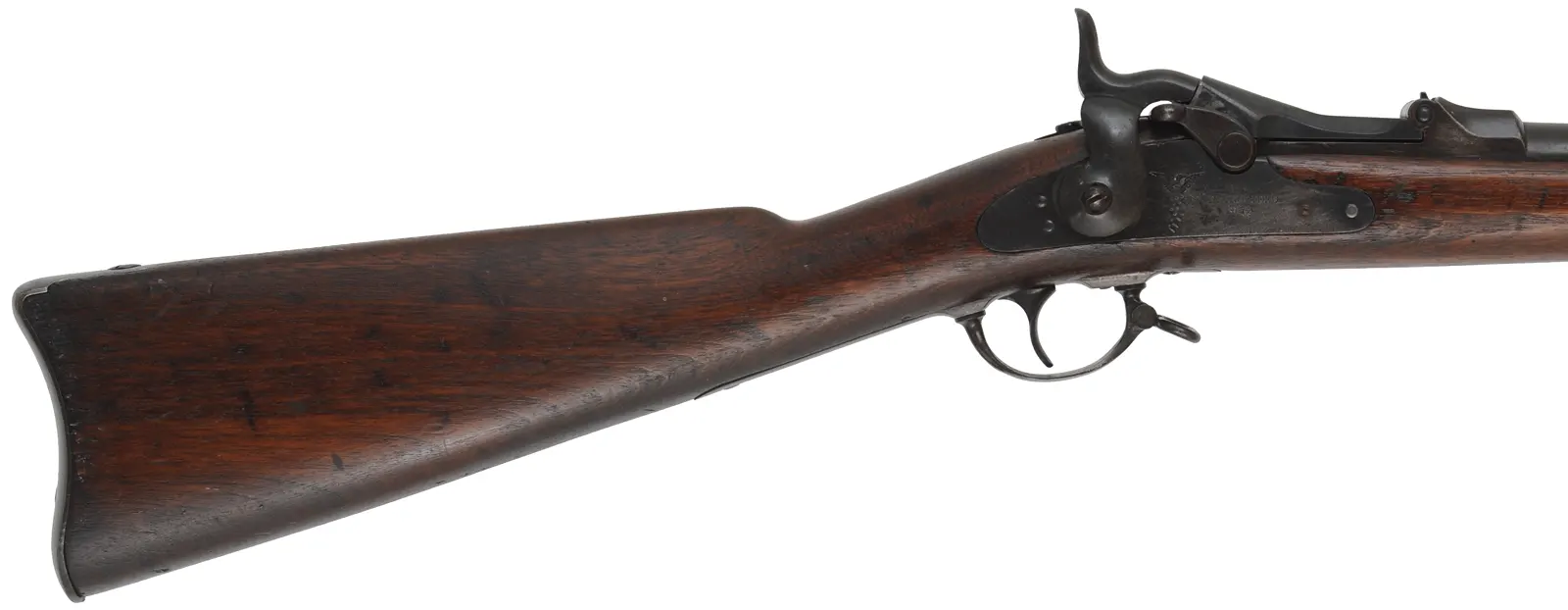 U.S. Model 1873 Springfield Infantry Rifle
caliber .45-70 Gov't, 32" barrel,
walnut stock, aged patina, bright bore