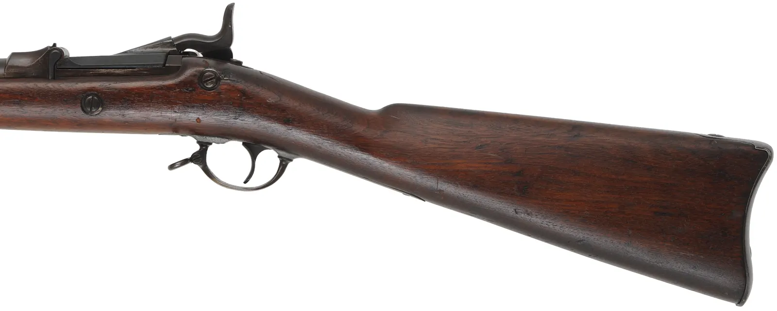 U.S. Model 1873 Springfield Infantry Rifle
caliber .45-70 Gov't, 32" barrel,
walnut stock, aged patina, bright bore