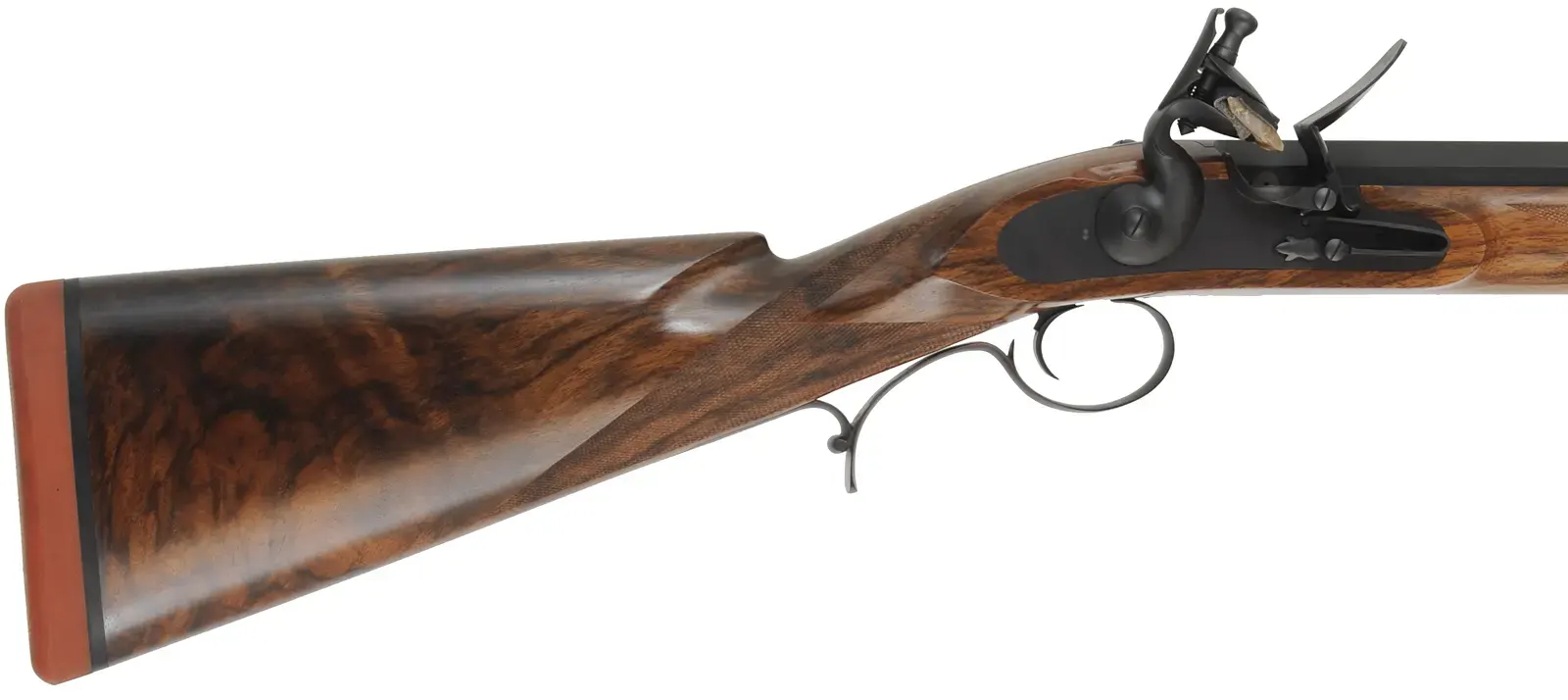 Large Game Rifle,
8 bore or .83 caliber, 31" octagon-to-round barrel, 
checkered walnut, iron trim, flintlock, 
as-new,  by October County