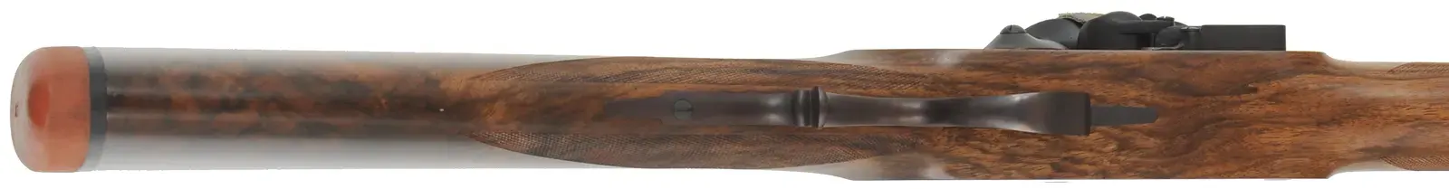 Large Game Rifle,
8 bore or .83 caliber, 31" octagon-to-round barrel, 
checkered walnut, iron trim, flintlock, 
as-new,  by October County