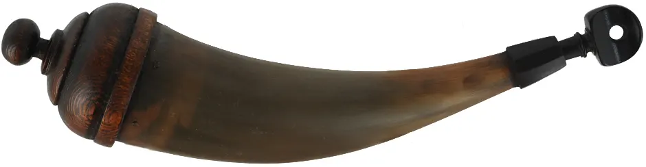 Priming Horn,
7-3/8", raised paneled tip,
turned maple base