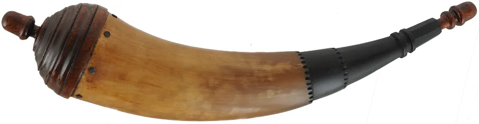 Powder Horn,
12", paneled tip,
stepped throat, beehive maple base