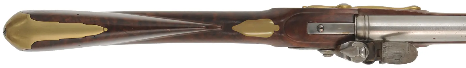 1756 British Artillery Carbine,
.62 caliber smoothbore, 37" barrel, 
flint lock, figured Claro walnut, bras trim, used